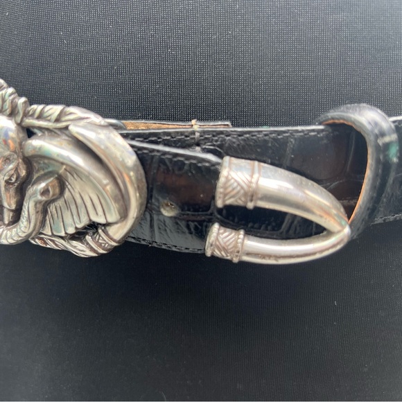 VINTAGE BRIGHTON LEATHER BELT Elephant Buckle Size M - Picture 12 of 13